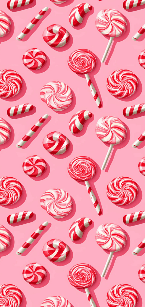 Peppermint candy pattern on pink background

