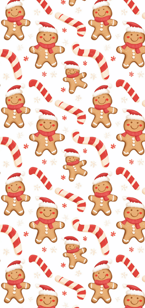 Gingerbread men and candy cane pattern

