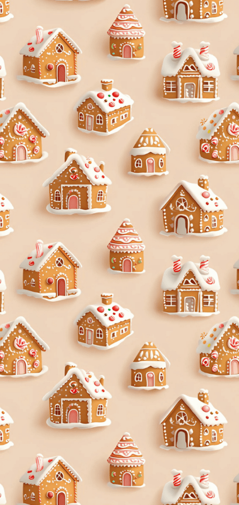 Adorable gingerbread houses, frosted with icing