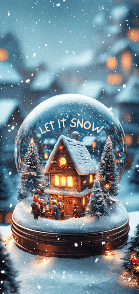 Snow globe with village inside.