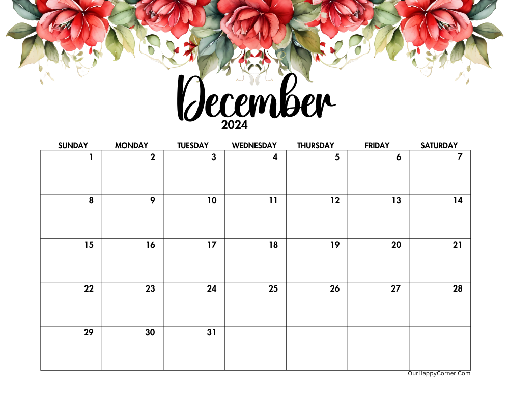 December 2024 Horizontal Calendar 