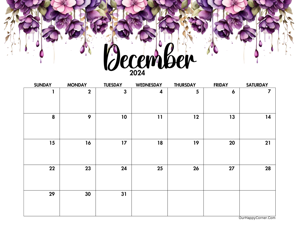 December 2024 Horizontal Calendar