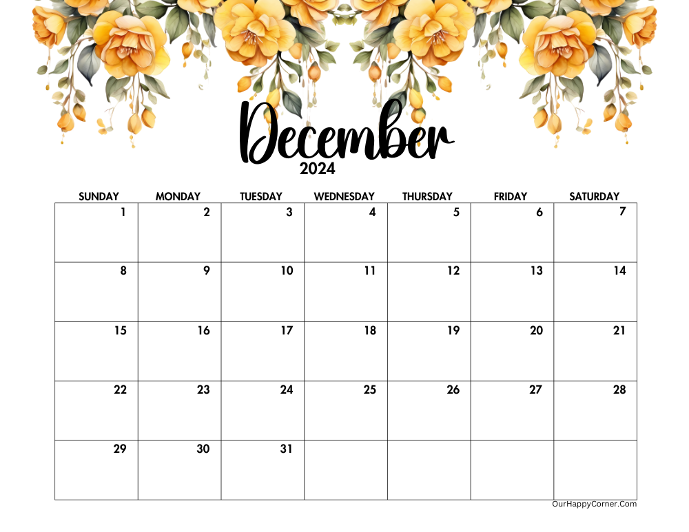 Yellow floral calendar