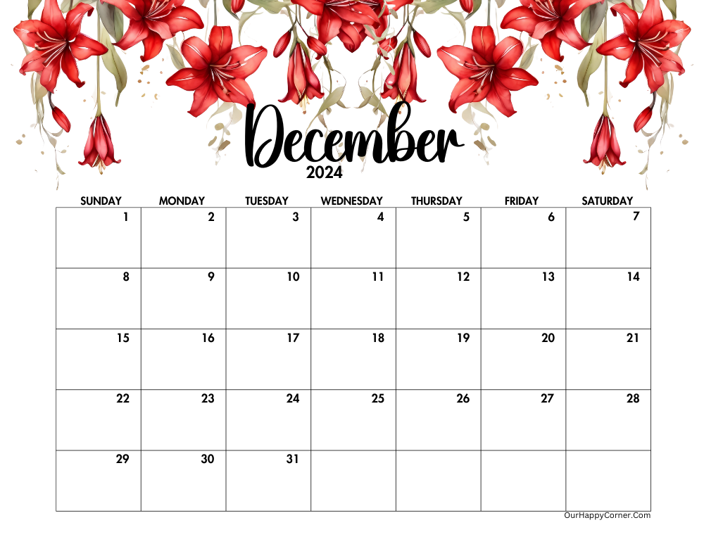 Red floral calendar