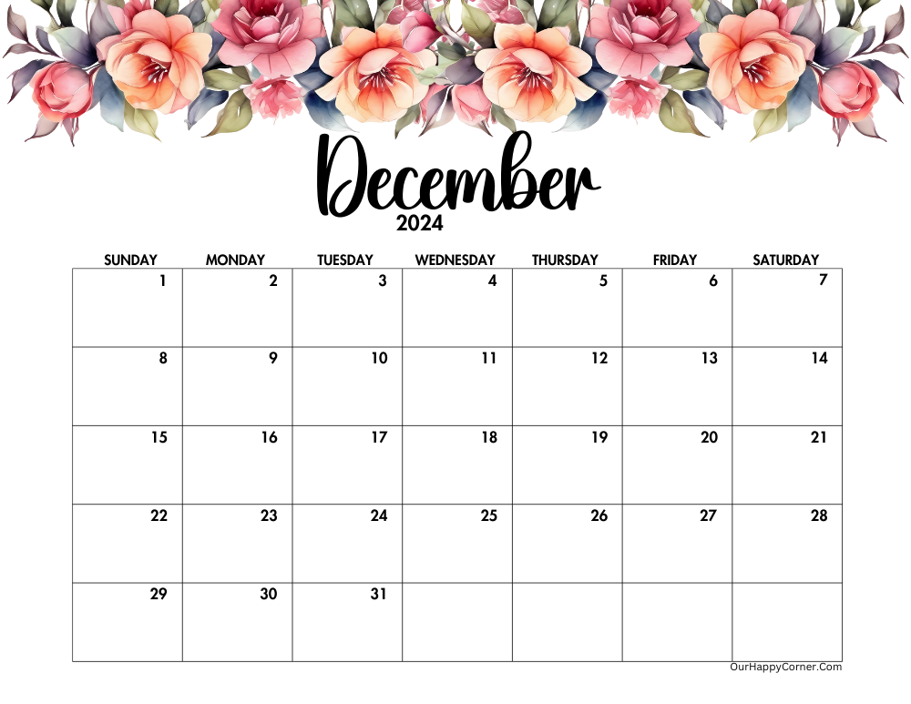 Watercolor calendar floral