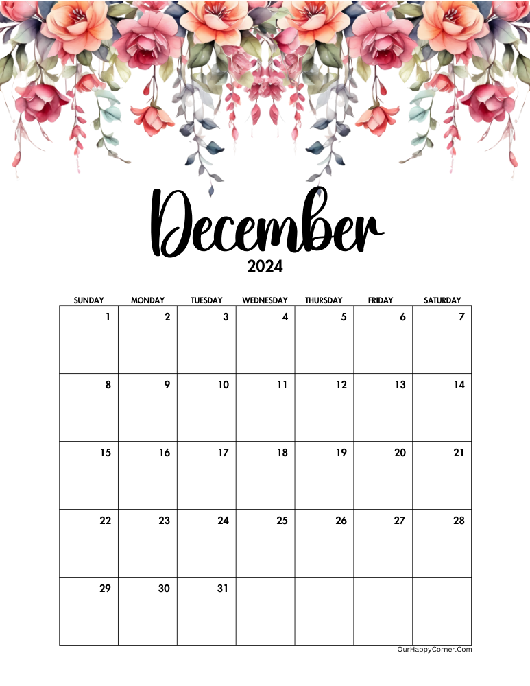 Floral calendar printable