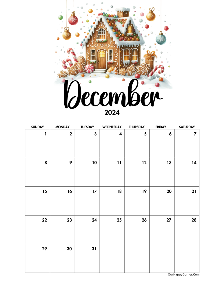 Ginger bread decorated calendar