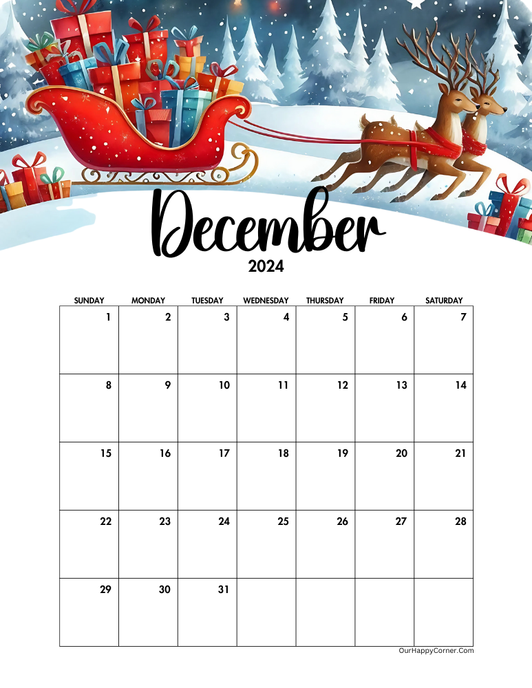 Christmas decorated calendar 2024