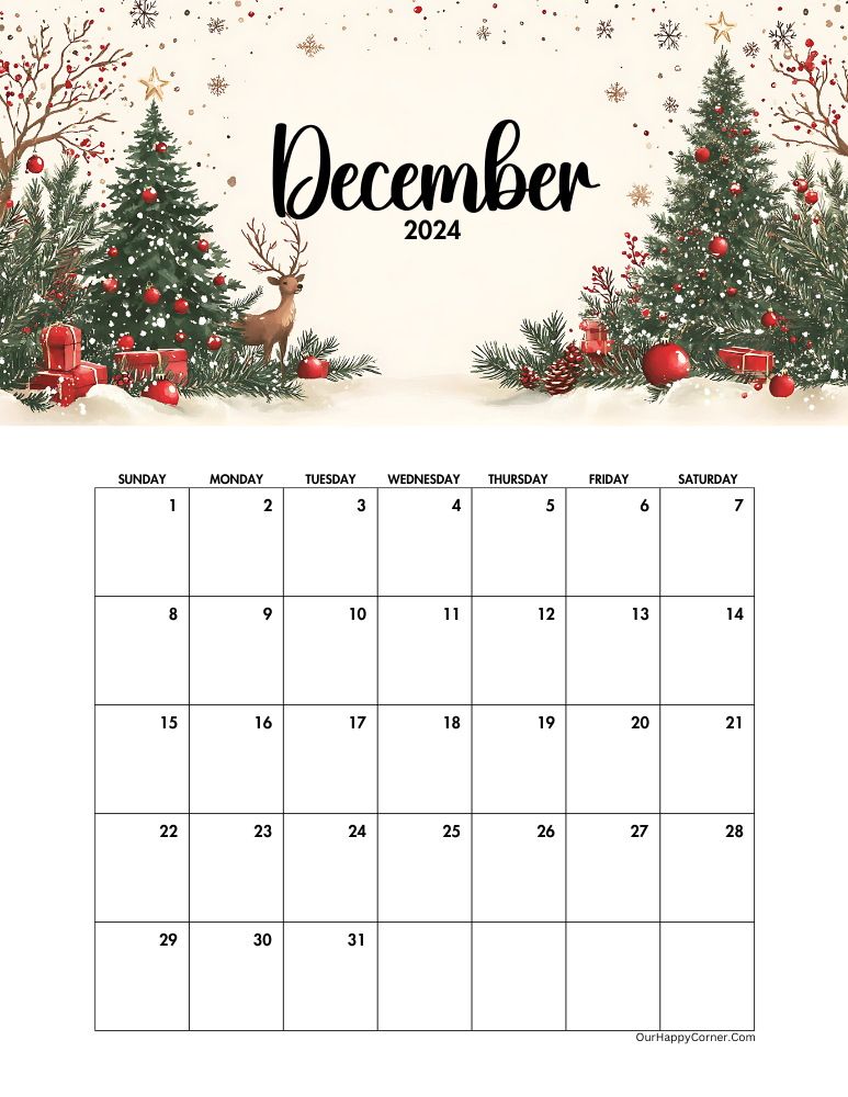 Christmas decorated calendar