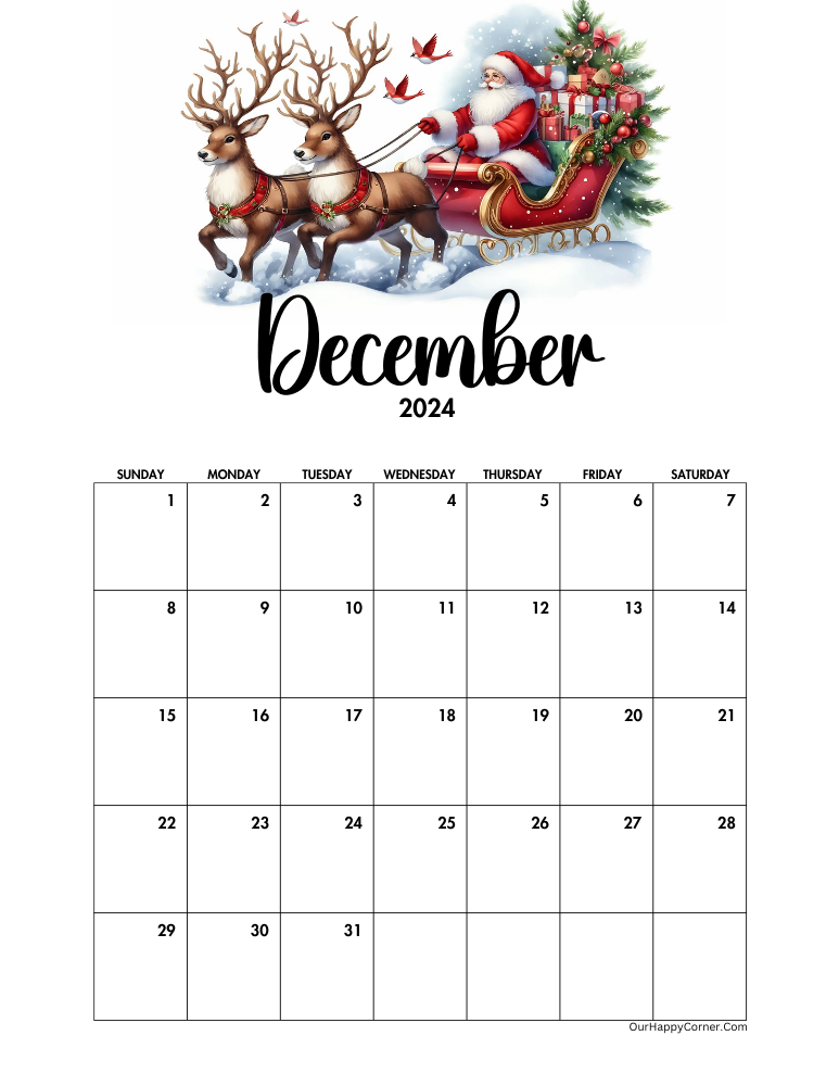 Christmas decorated calendar