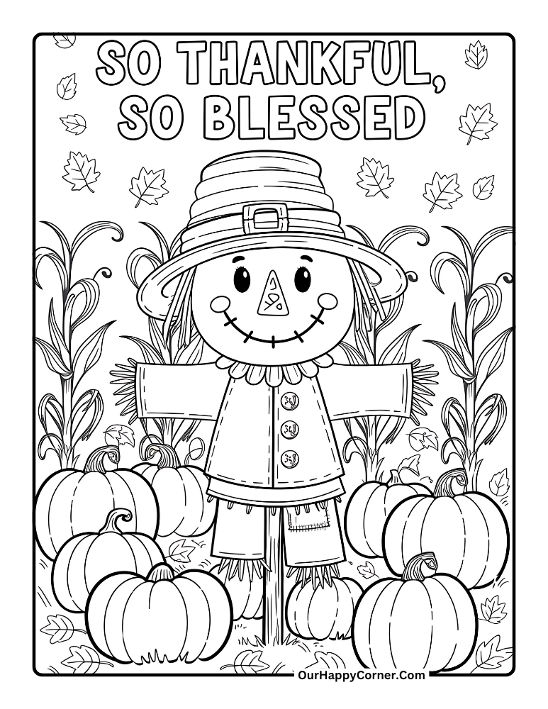 Scarecrow thanksgiving coloring pages 