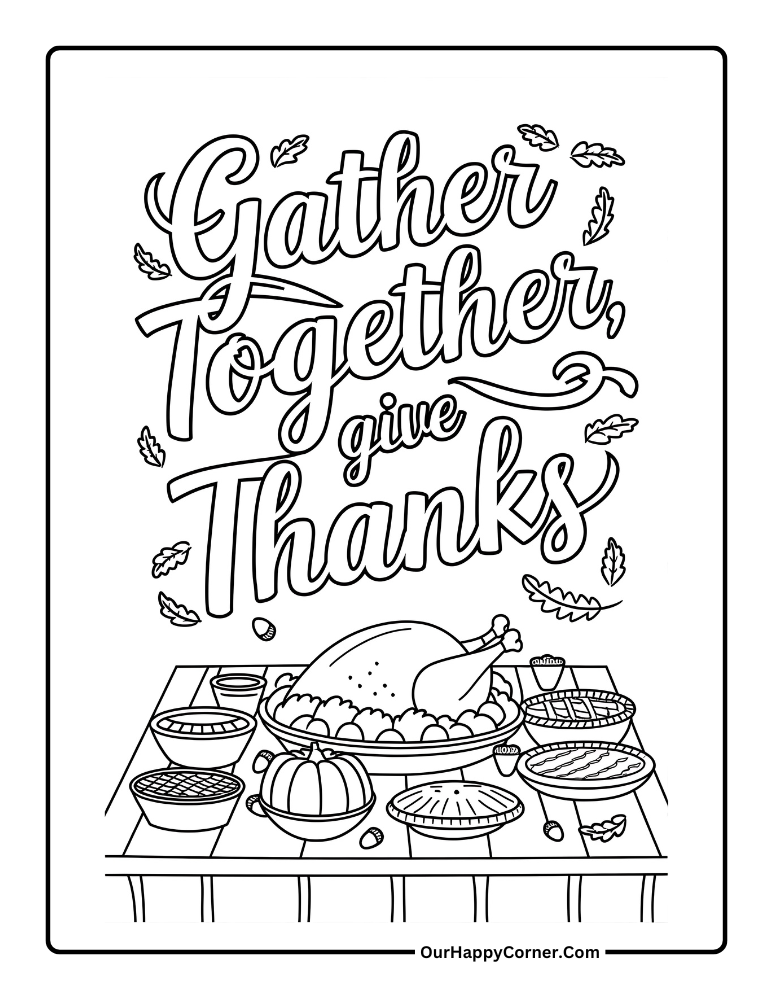 thanksgiving table setting coloring