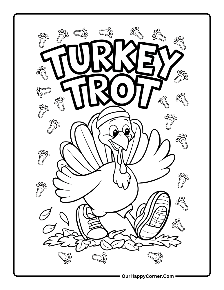 Turkey trot thanksgiving coloring pages 3