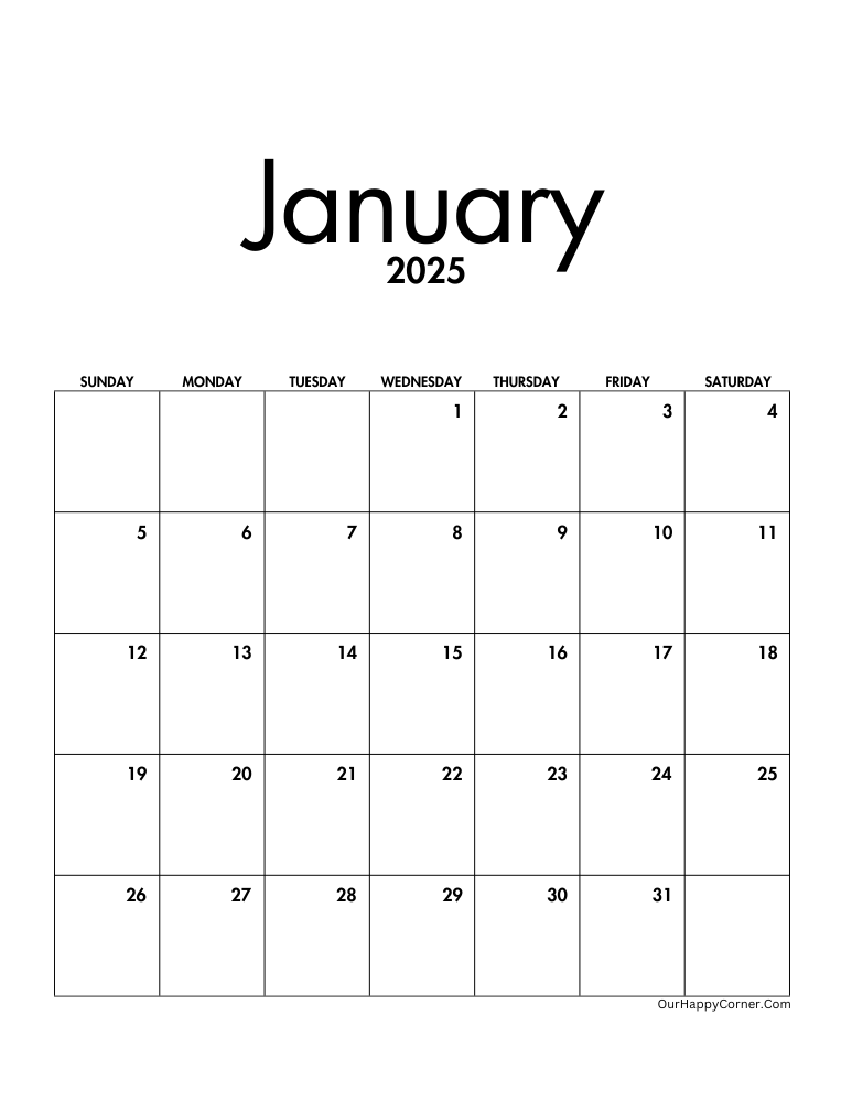 Minimalist calendar 2025