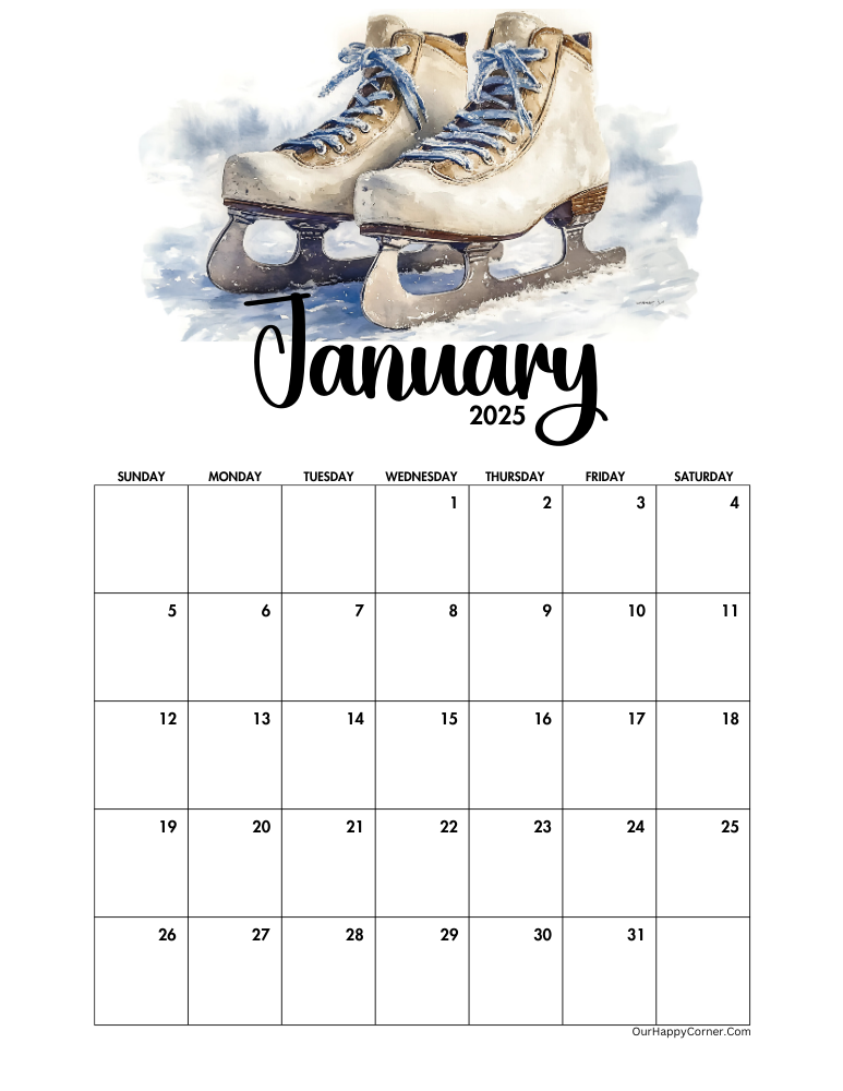 Skating Shoes decorated calendar