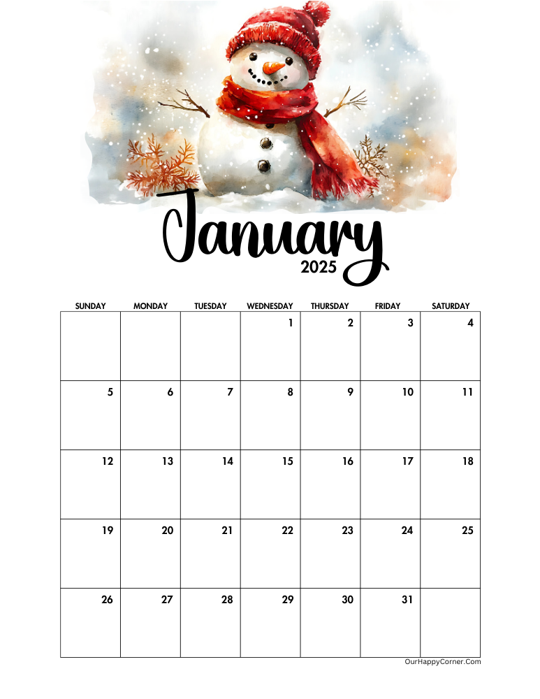 Snowman decorated calendar