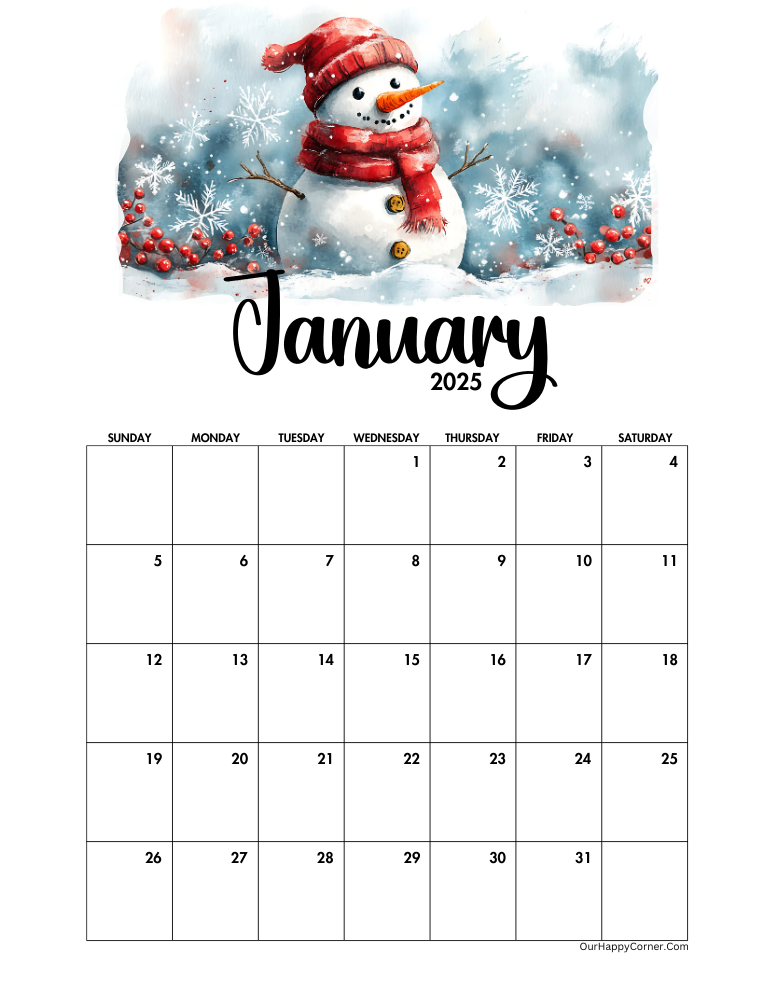 Snowman decorated calendar