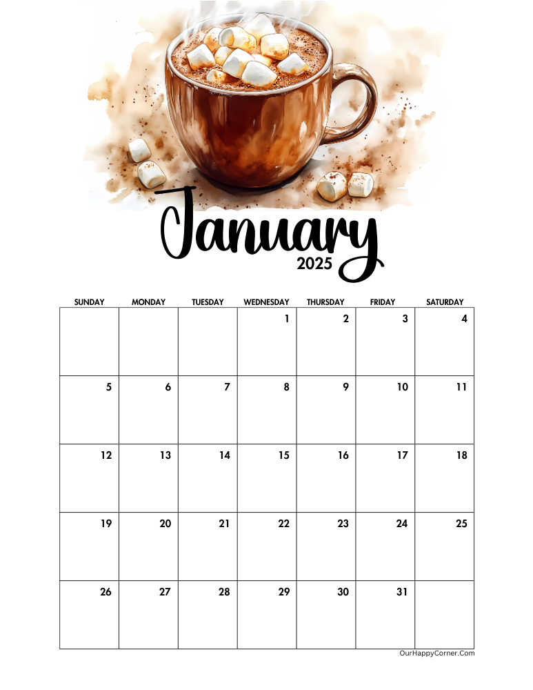 Hot Cocoa Mug decorated calendar