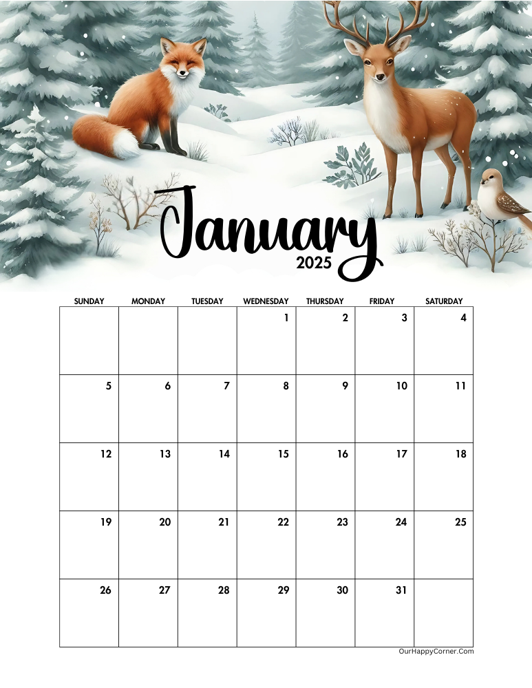 January 2025 calendar