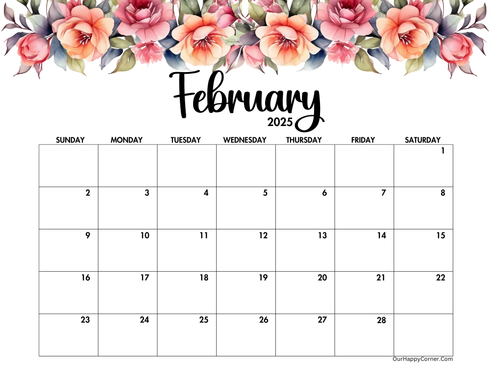 Floral horizontal calendar