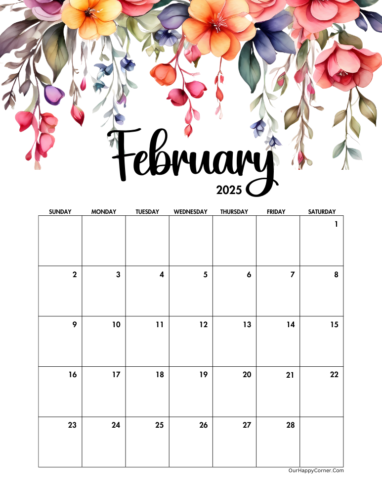 Floral February calendar