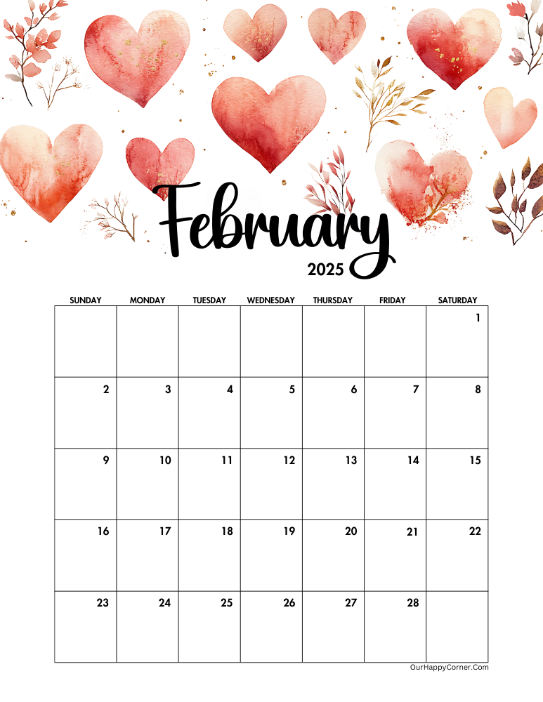 Valentine inspired February calendar