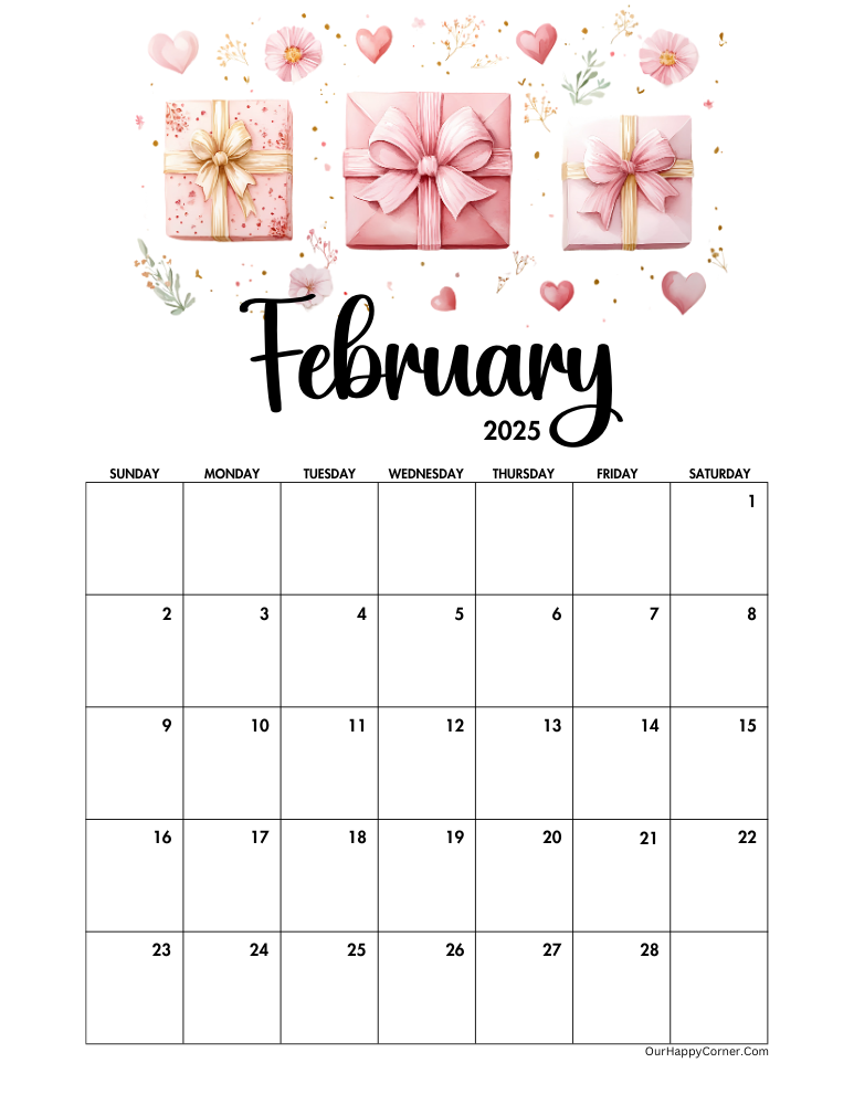 Valentine inspired February calendar