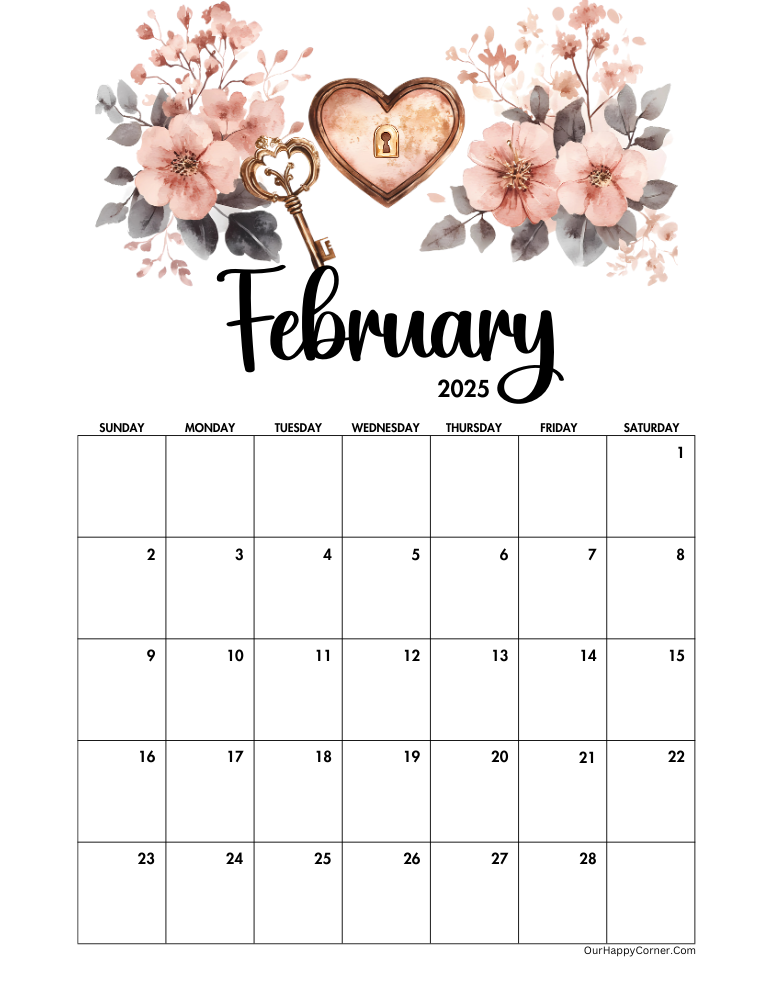 Valentine inspired February calendar