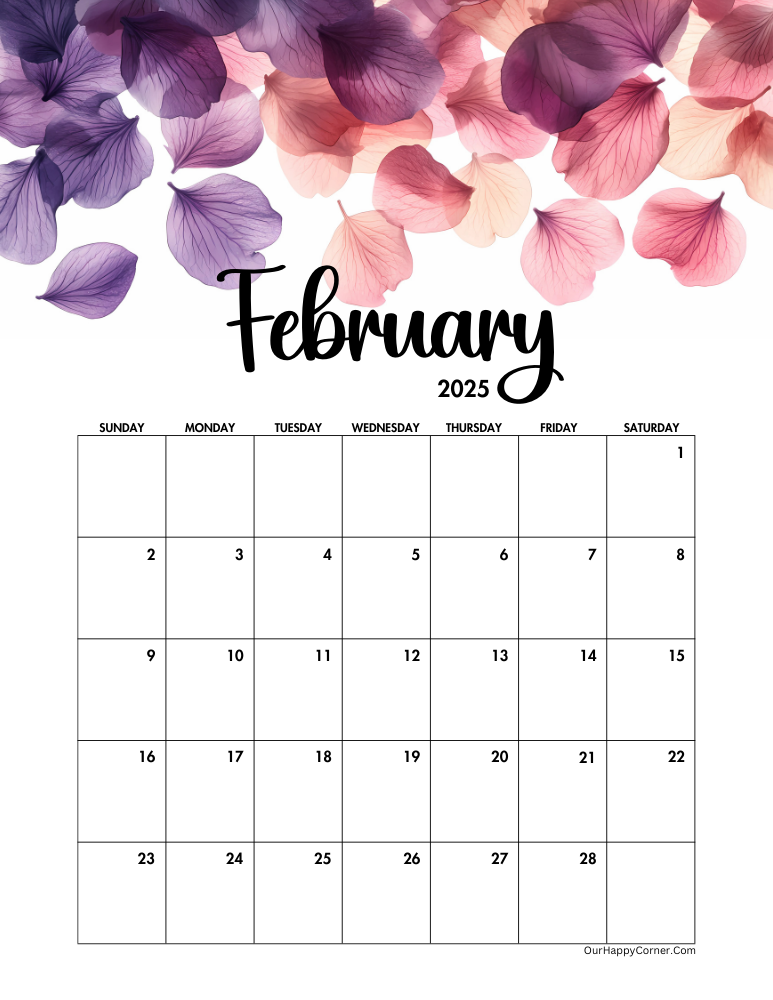 February 2025 calendar printable