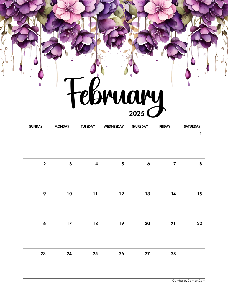 Purple watercolor calendar