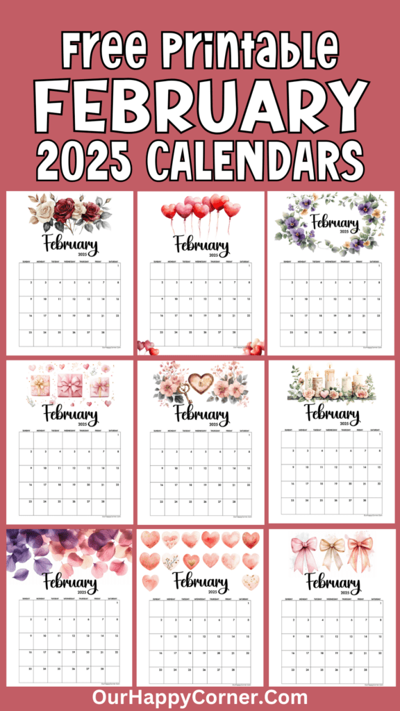 Printable February calendars 2025