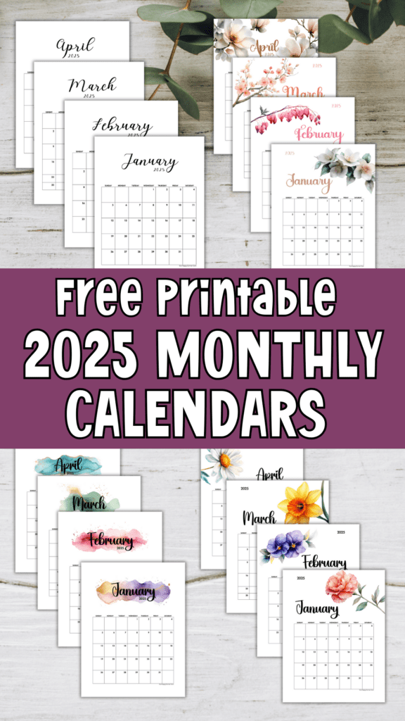 monthly calendars 2025 printable