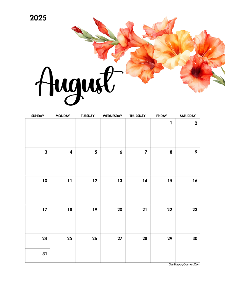 August birth month flower calendar