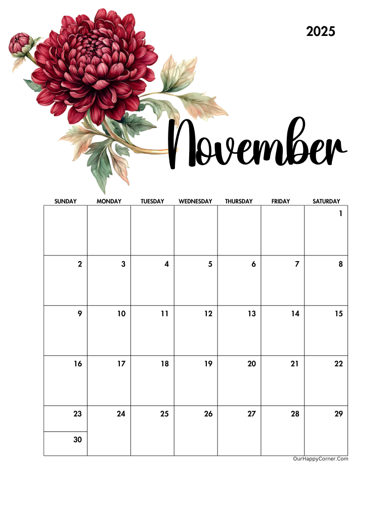 November birth month flower calendar