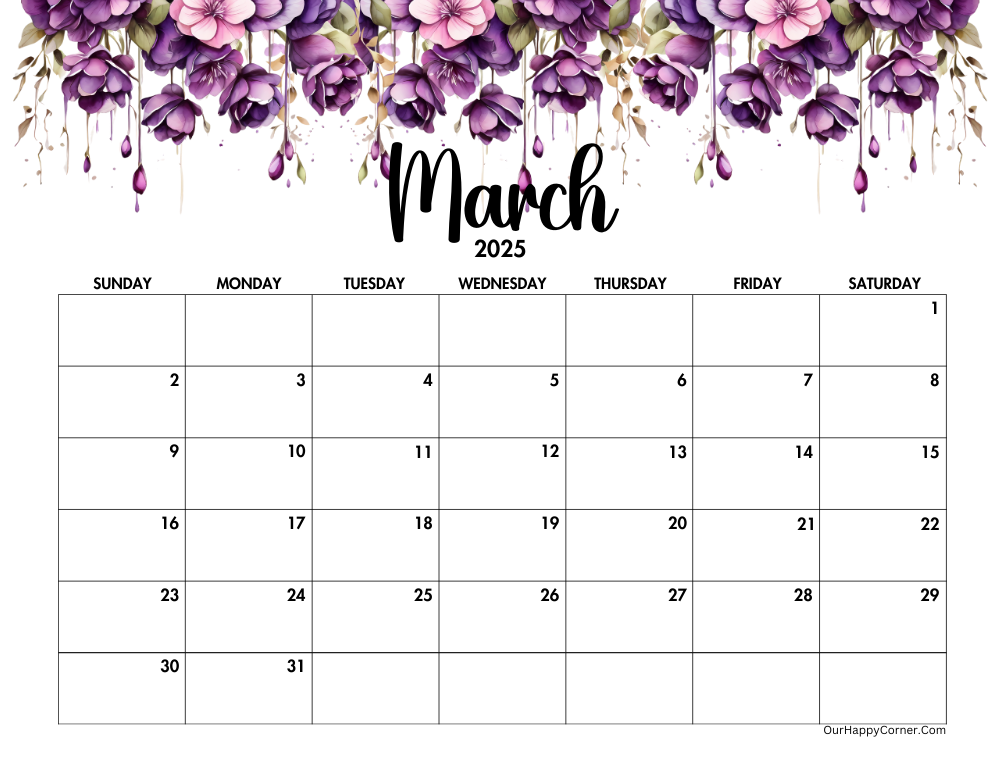 Purple watercolor calendar