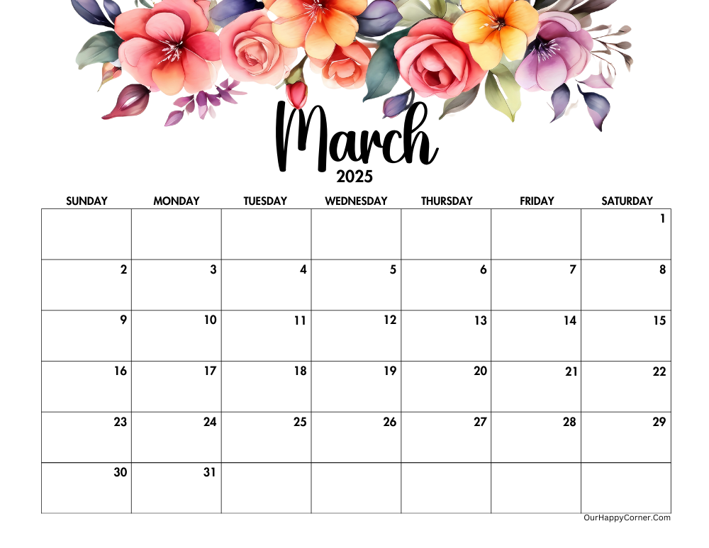 Floral March calendar