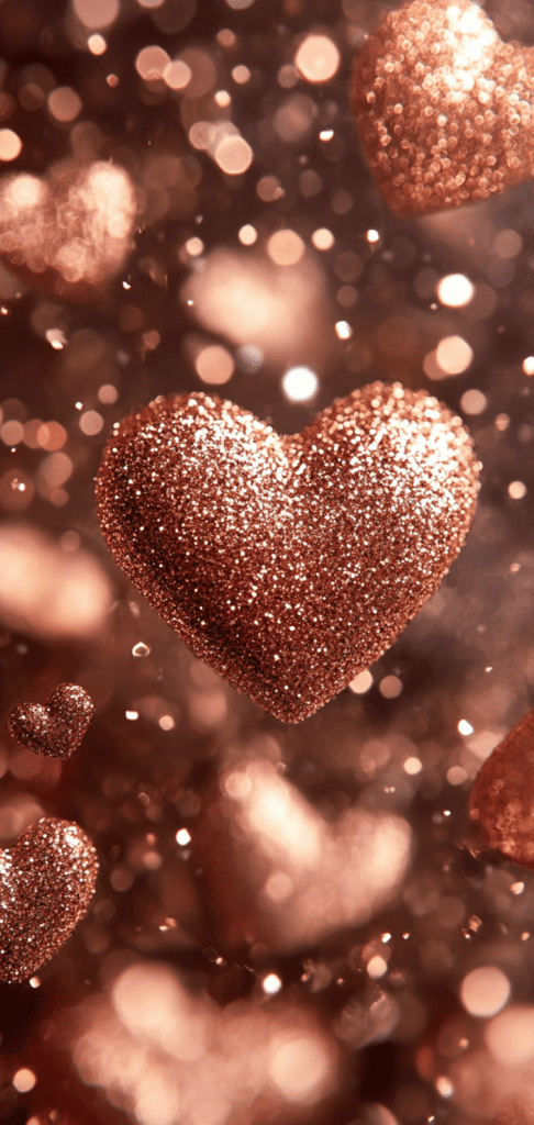 Rose gold glitter hearts Valentine's day wallpapers