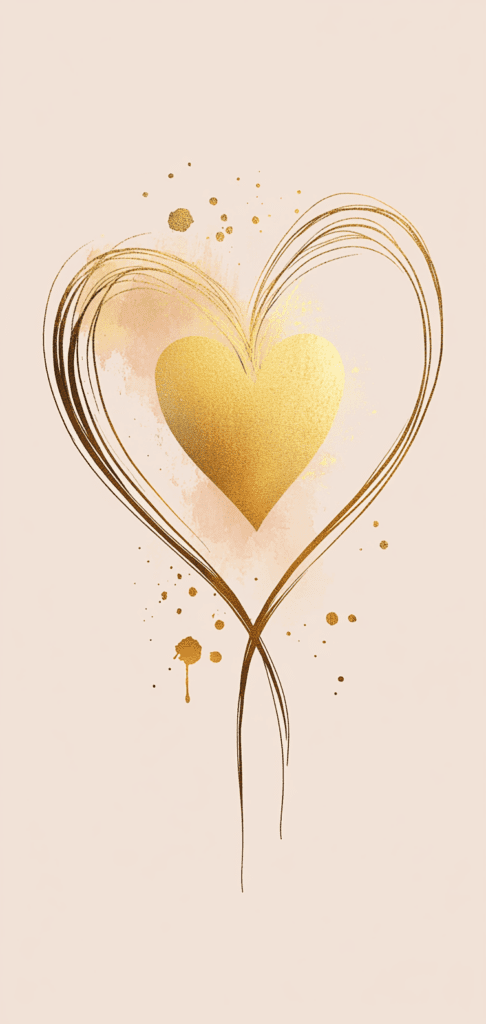 Minimalist golden heart Valentine's day wallpapers