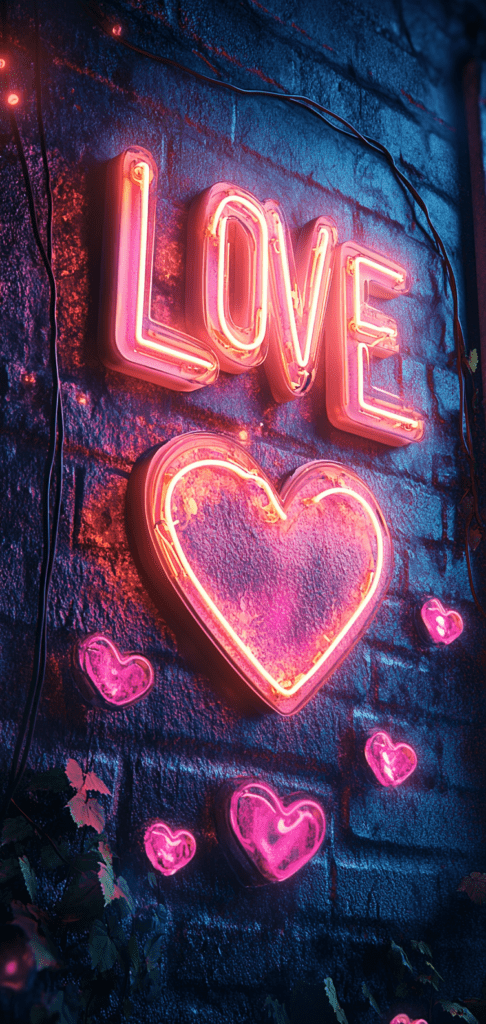 Neon pink “LOVE” sign Valentine's Day wallpapers