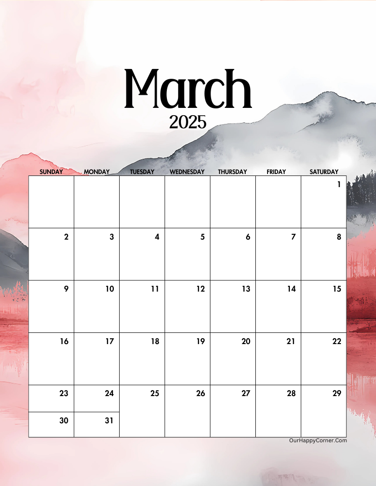 Minimalist calendar printable