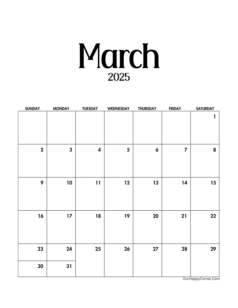 Minimalist calendar printable