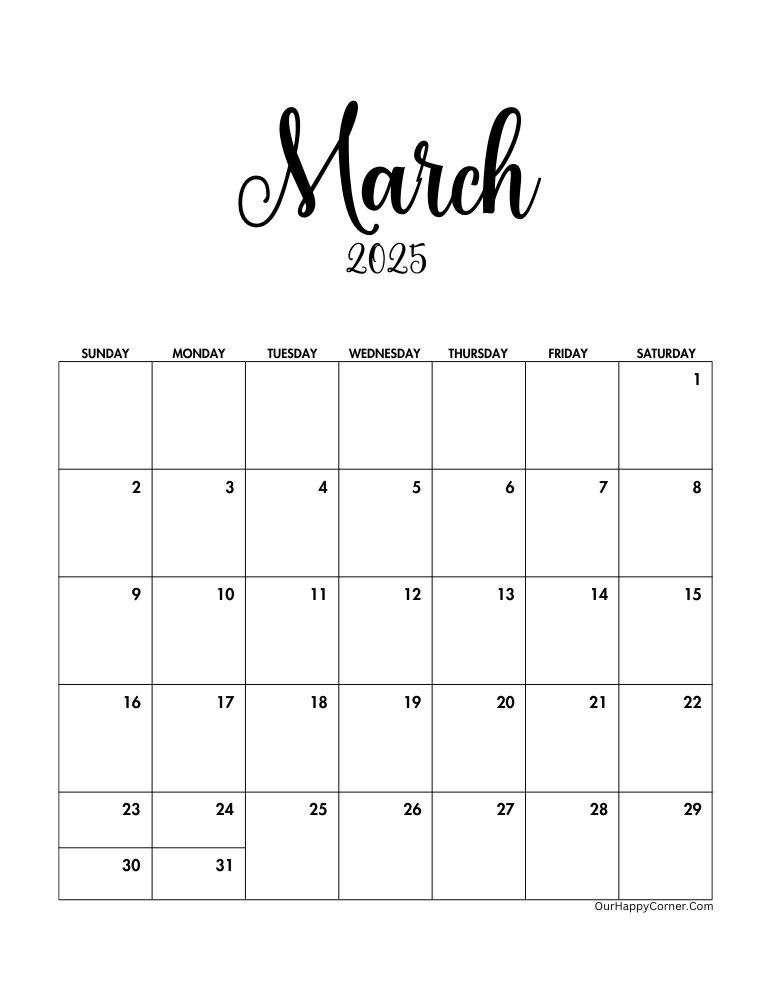 Minimalist calendar printable