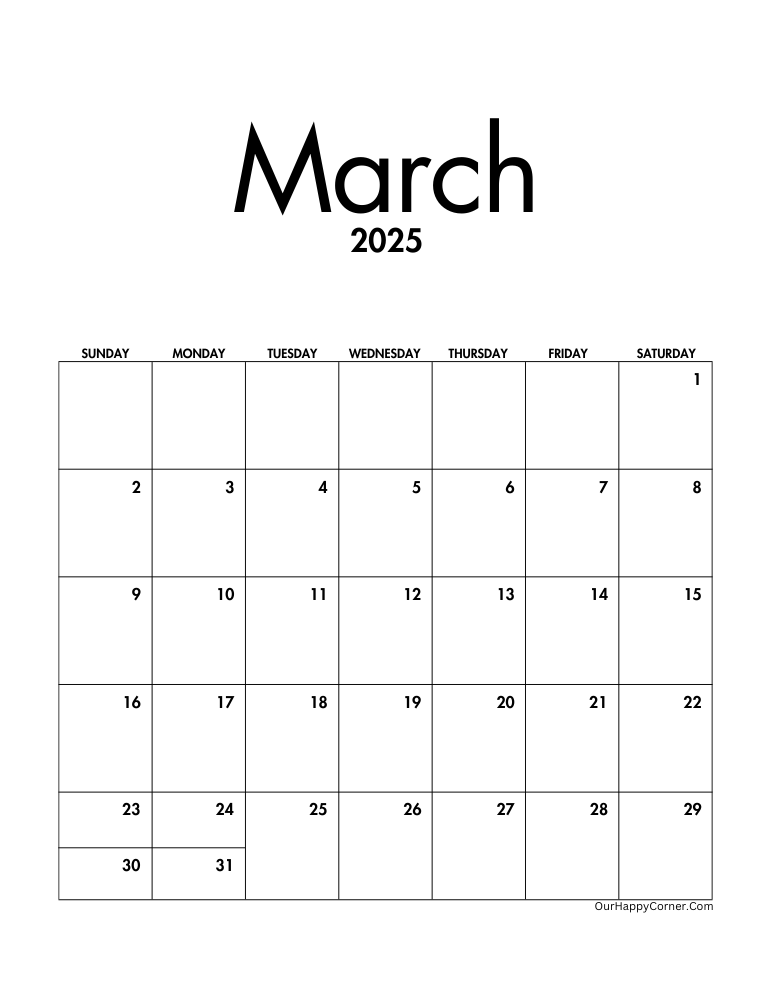 Minimalist calendar printable