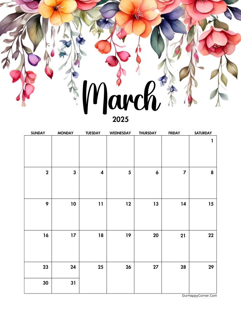 Floral March calendar