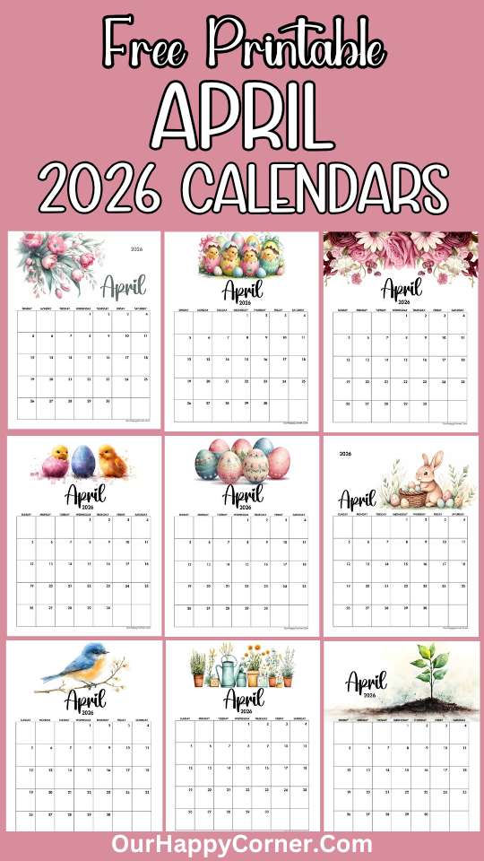 Printable April 2026 calendar