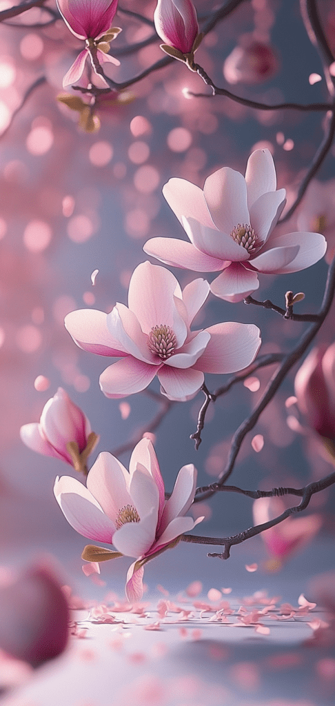 Spring wallpapers of Soft pink magnolia blossoms in spring