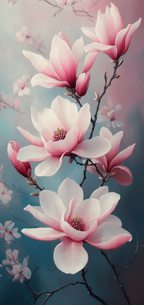 Spring wallpapers of Soft pink magnolia blossoms in spring