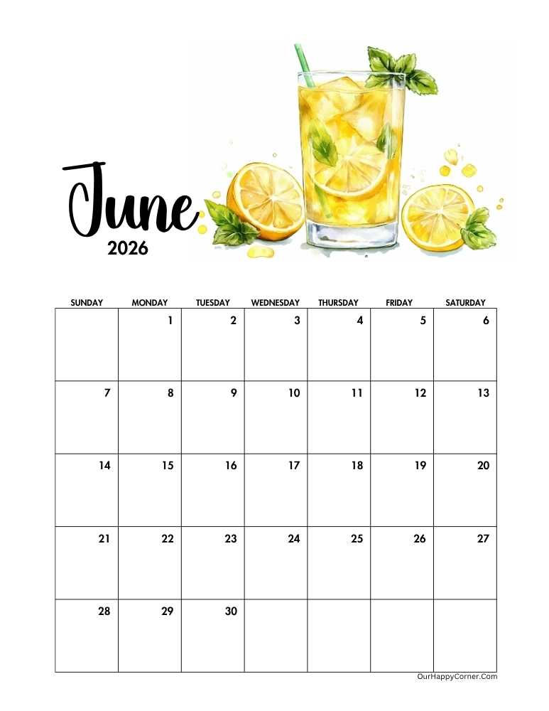 Lemonade decorated calendar