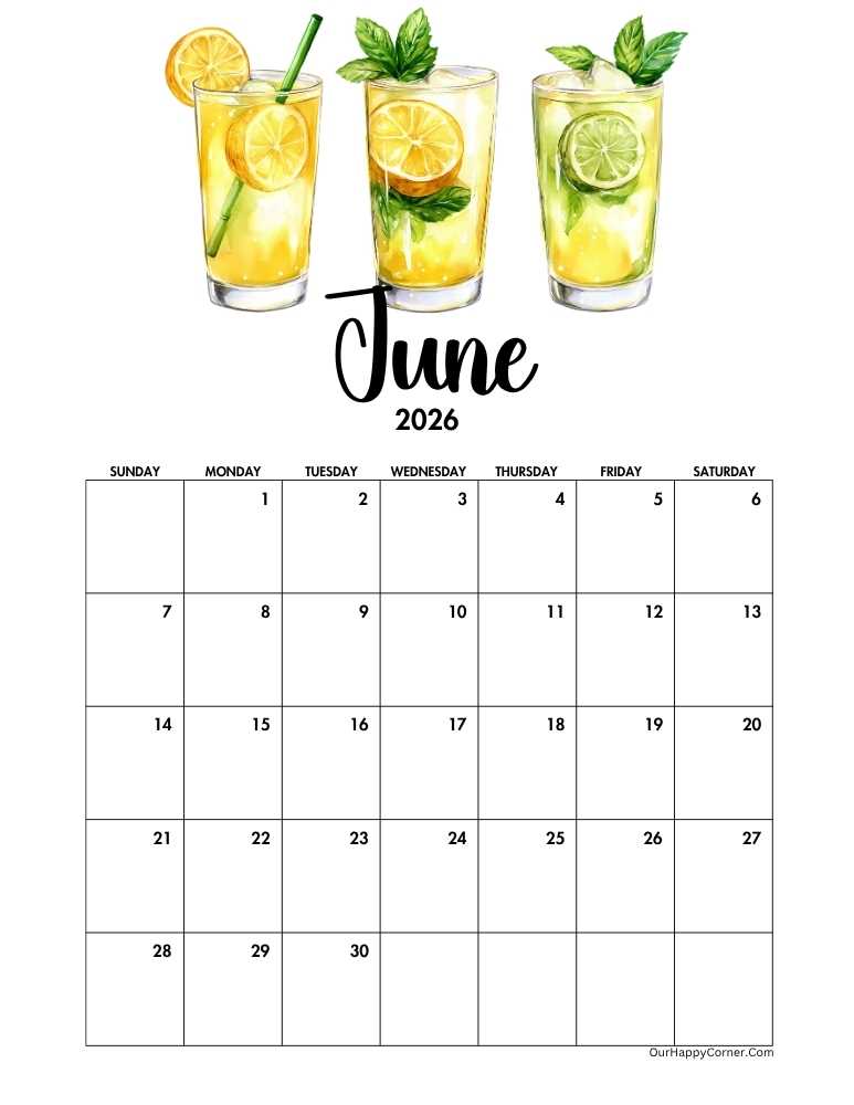 Lemonade decorated calendar