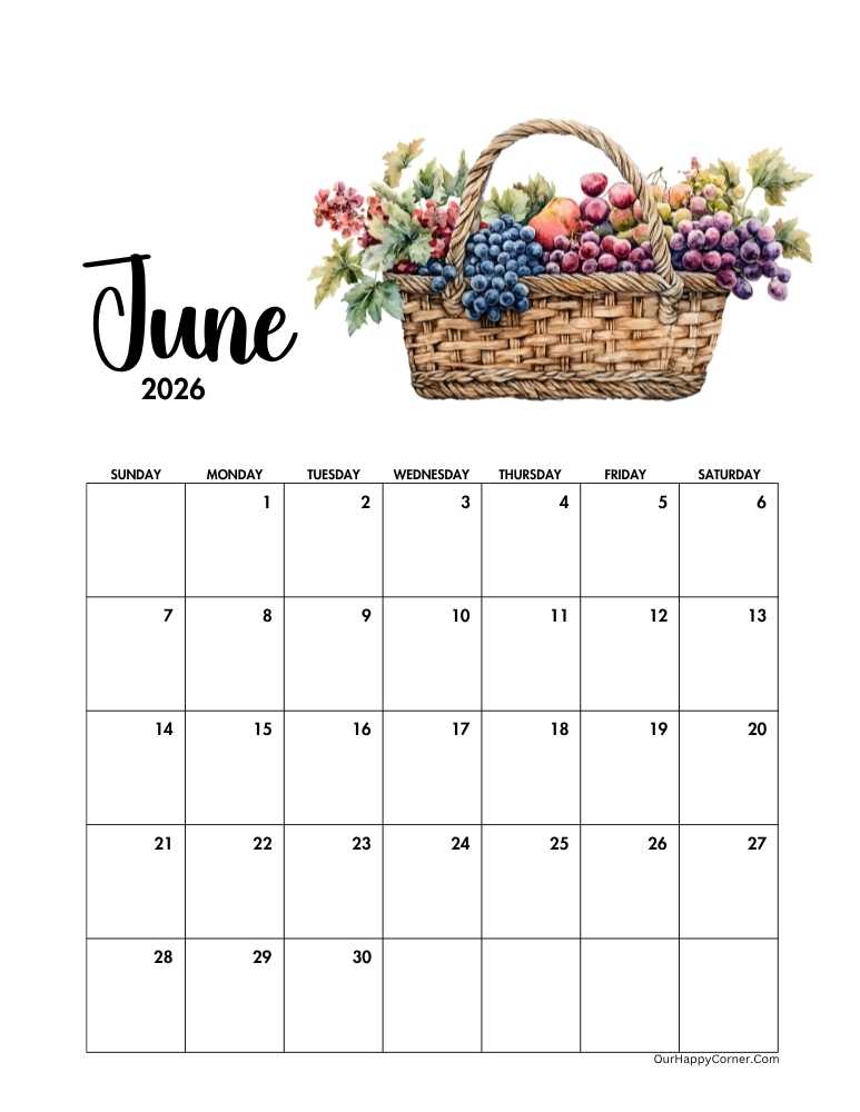 Summer themed calendar